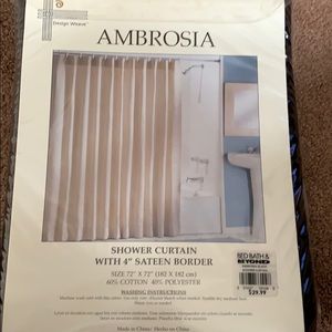 NWT Black shower curtain with 4” sateen border